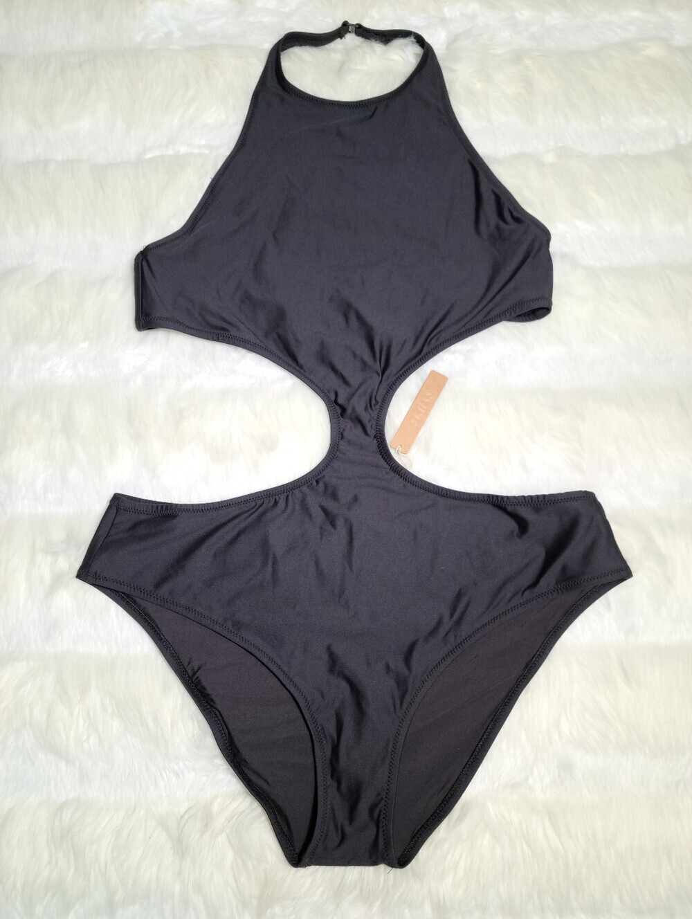 SKIMS Swim Halter Monokini Black Onyx Women 2X NEW